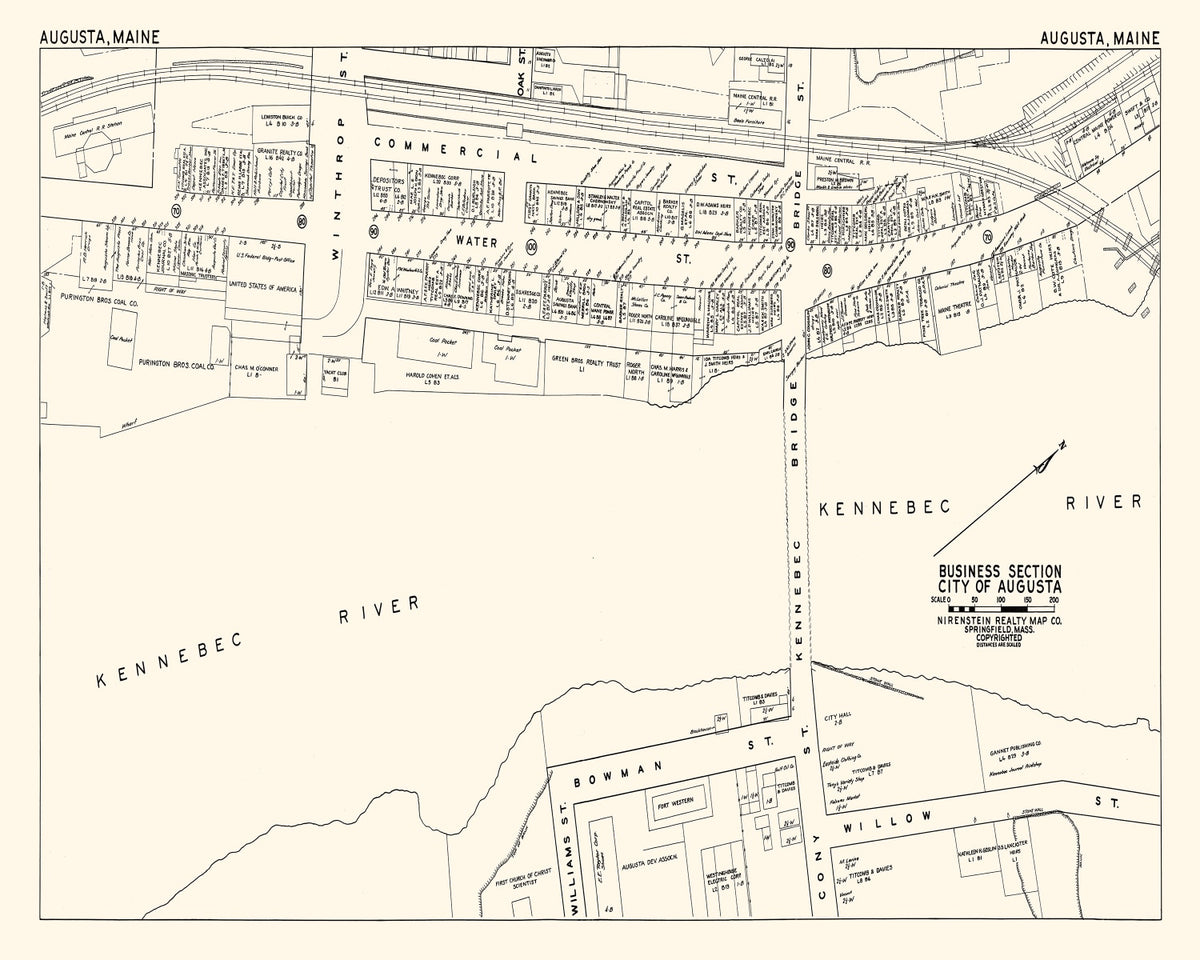 Preview of Vintage Map of Augusta, ME Business Section 1946