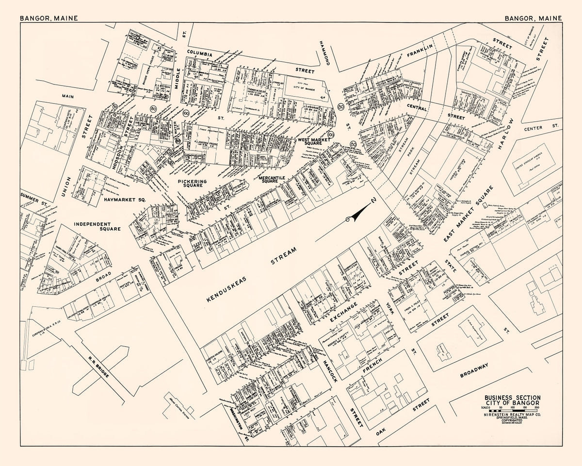 Preview of Vintage Map of Bangor, ME Business Section 1946