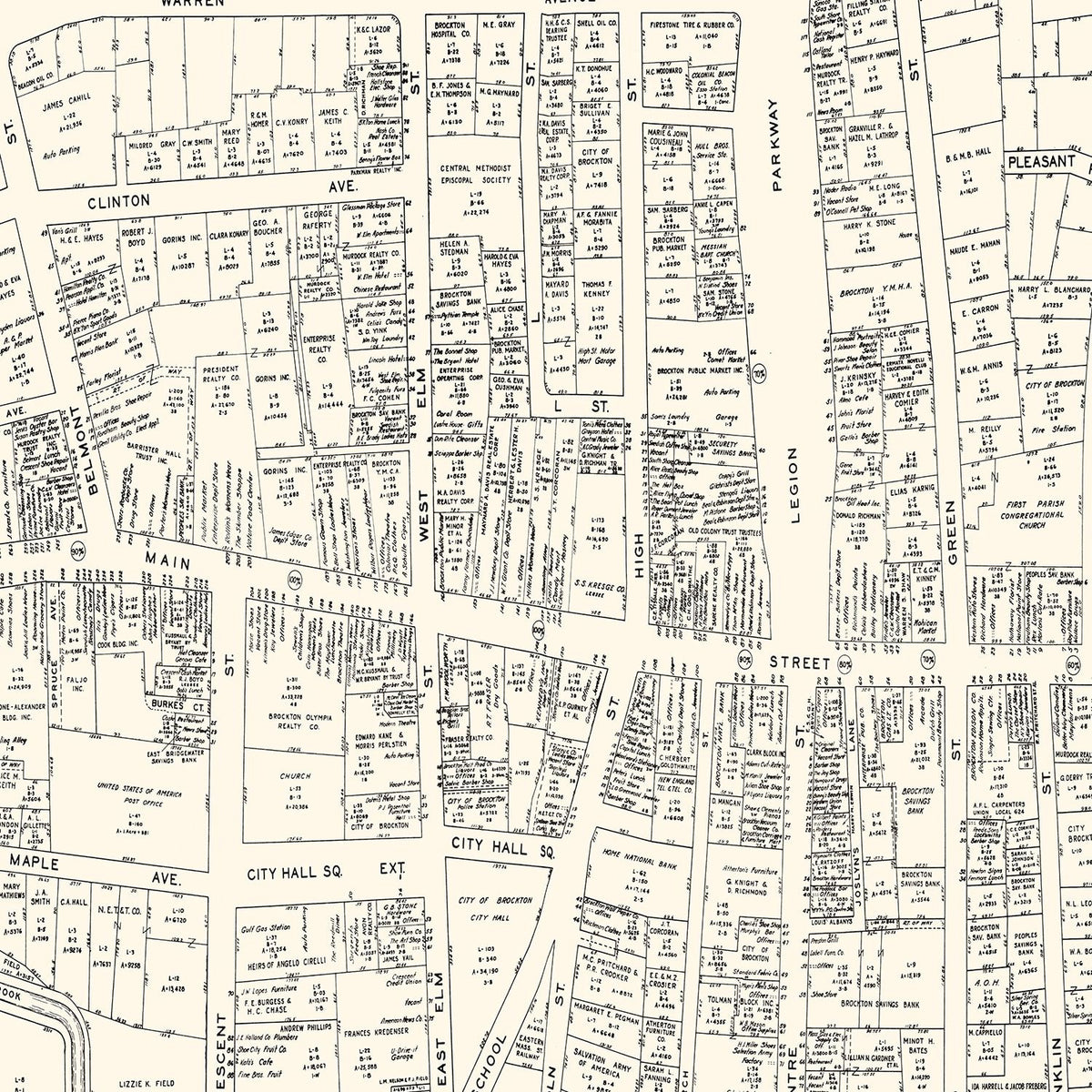 Vintage Brockton Massachusetts Maps