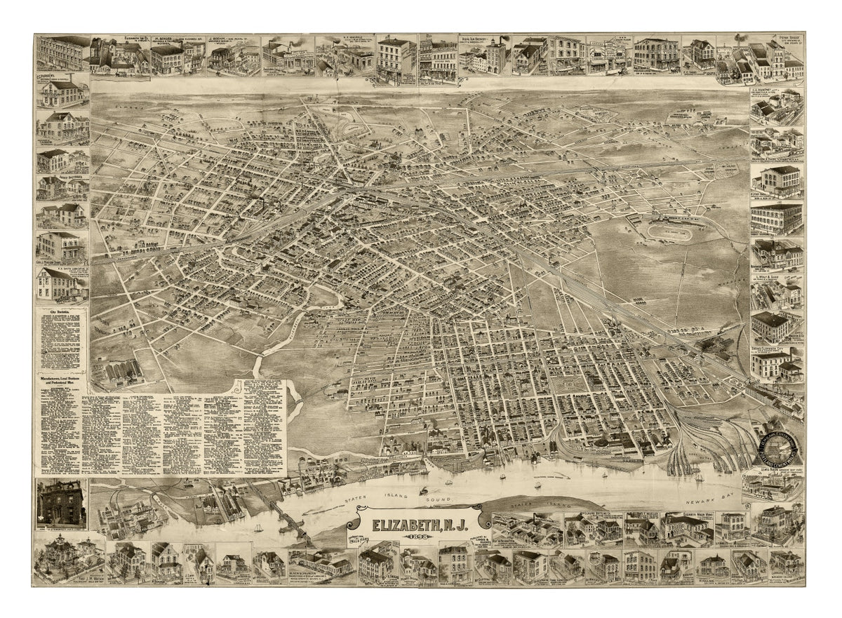 Preview of Vintage Map of Elizabeth, New Jersey 1898