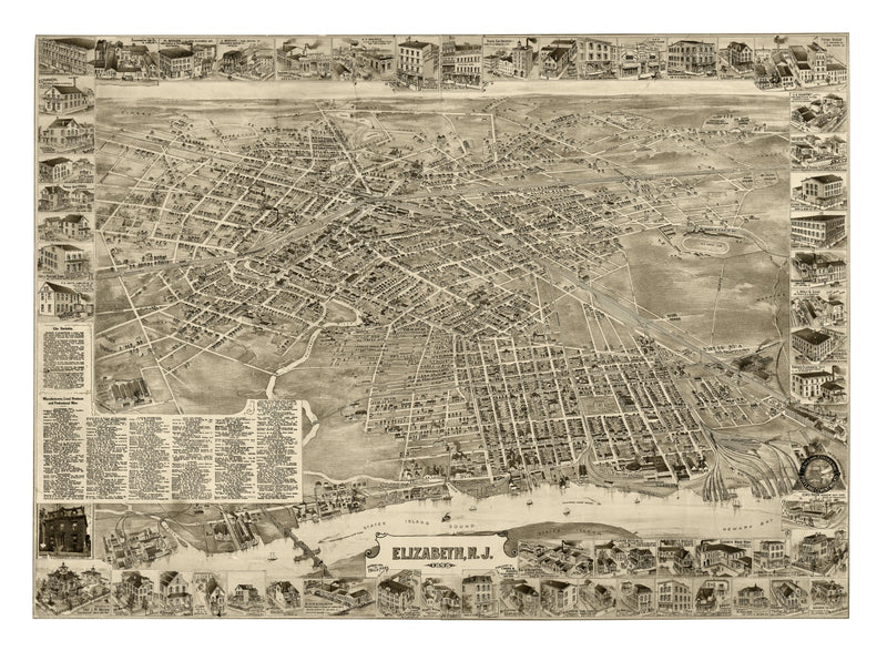 Size comparison using Vintage Map of Elizabeth, New Jersey 1898