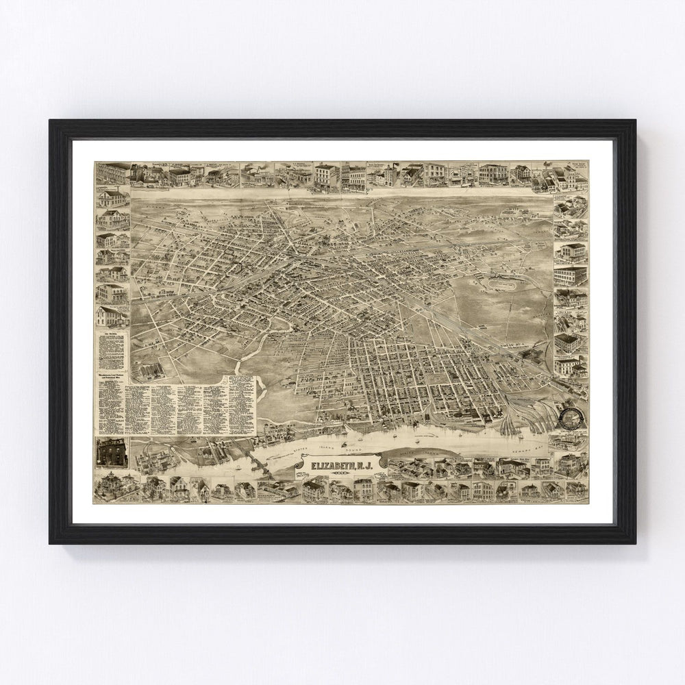 Elizabeth Vintage Map 1898