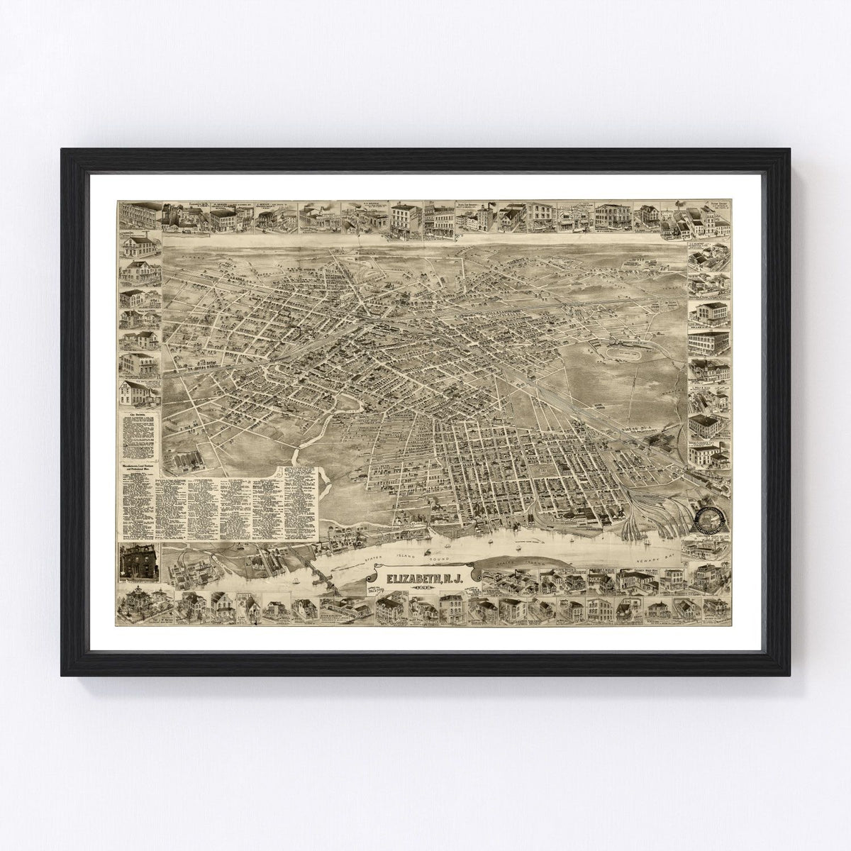 Elizabeth Vintage Map 1898