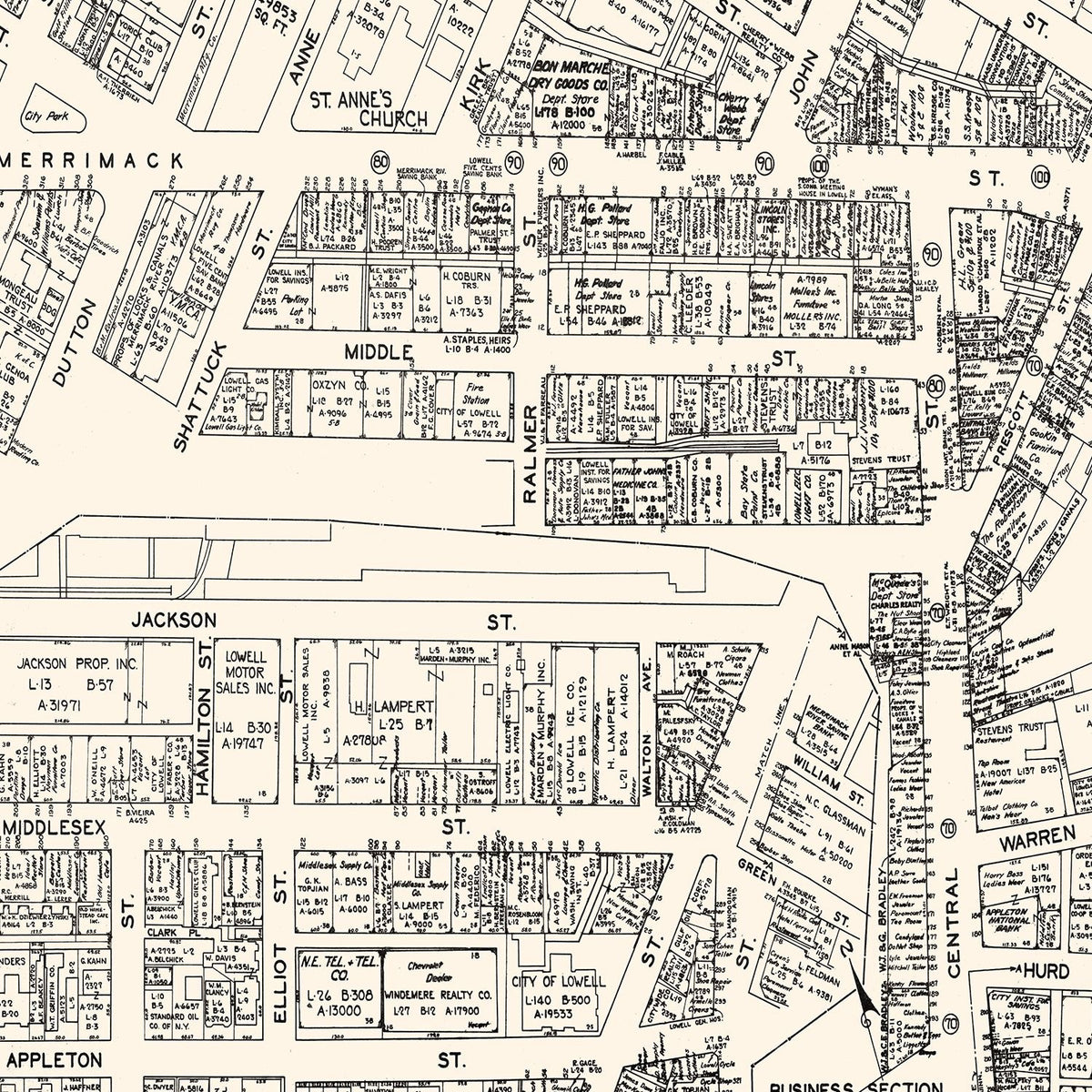 Vintage Lowell Massachusetts Maps