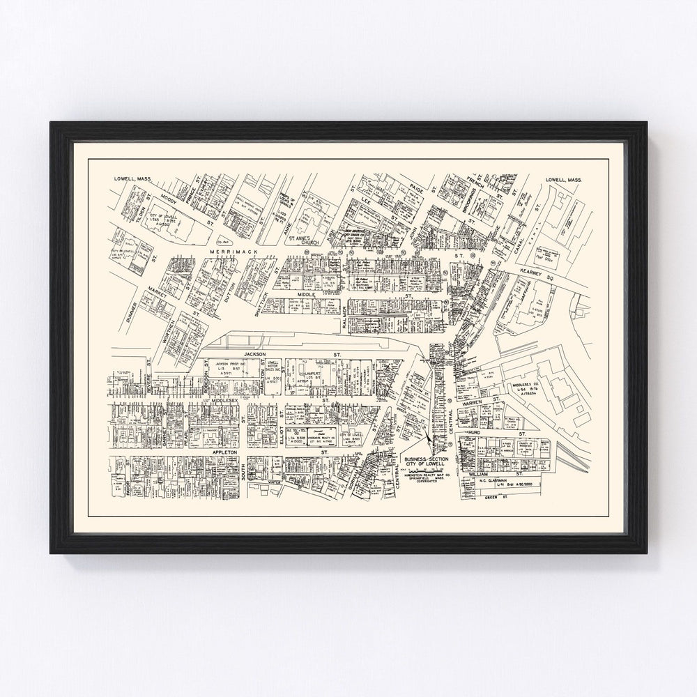 Lowell Vintage Map 1946