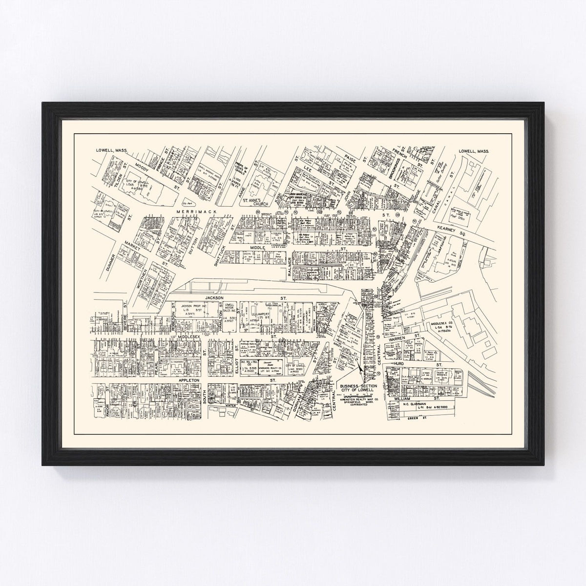 Lowell Vintage Map 1946