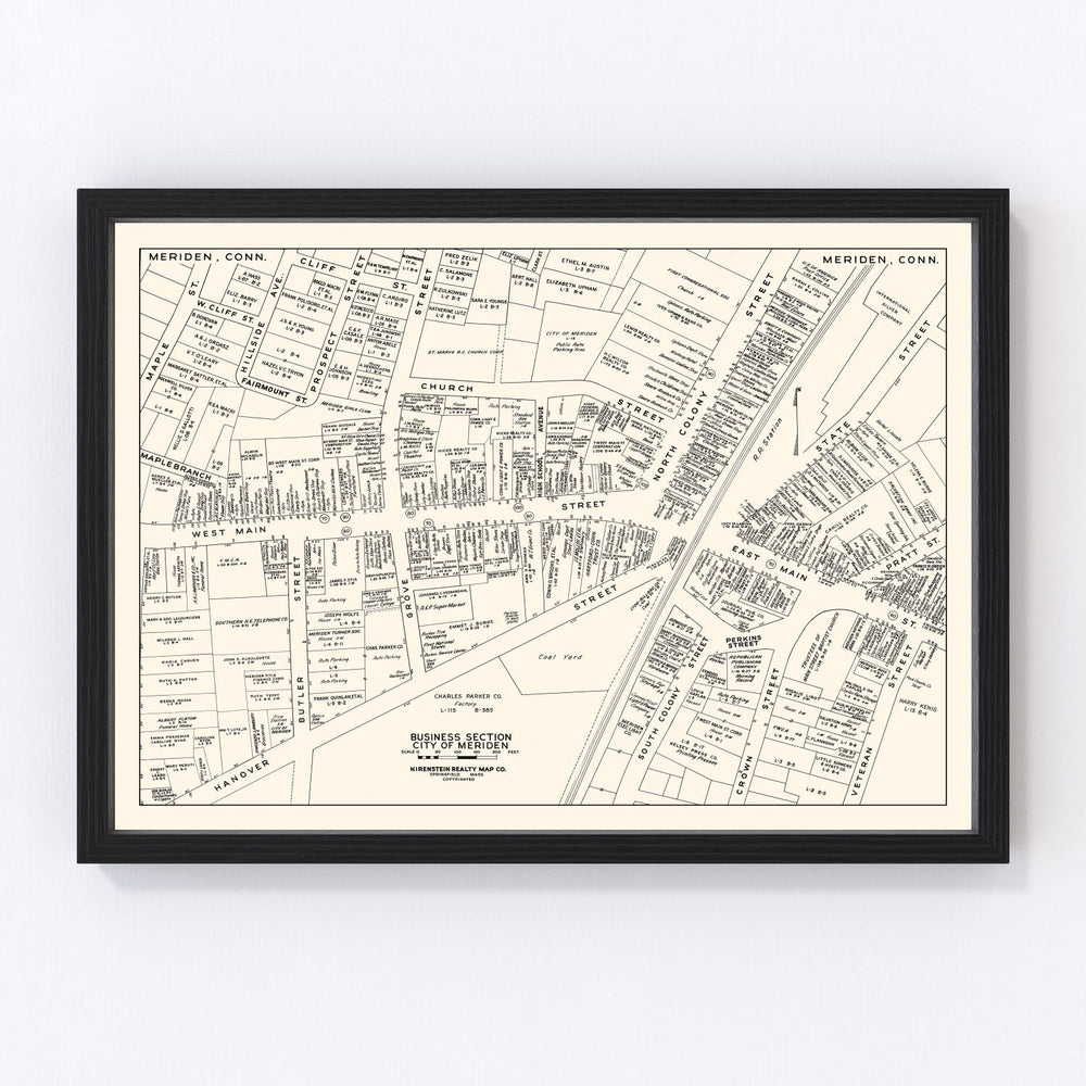 Meriden Vintage Map 1946