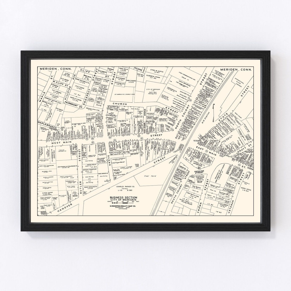 Meriden Vintage Map 1946