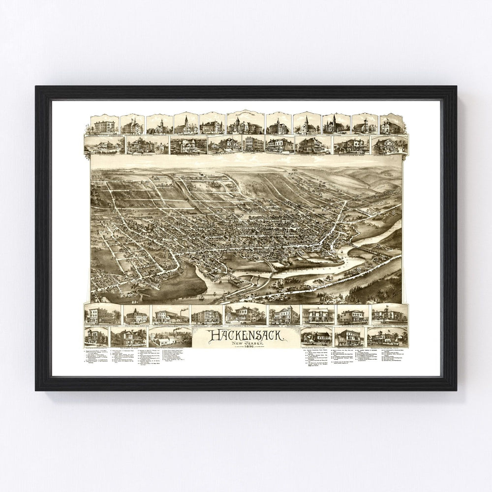 Hackensack Vintage Map 1896