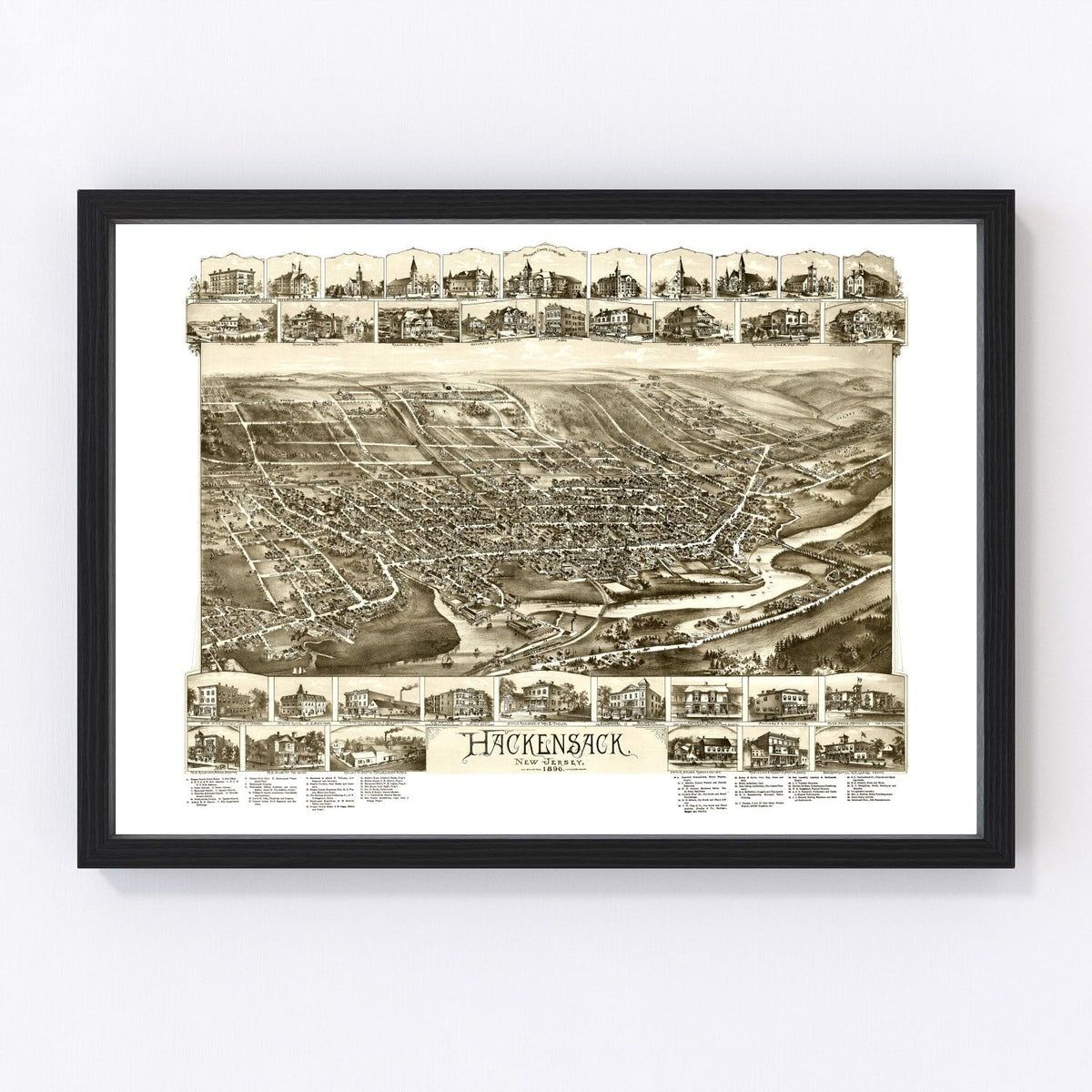 Hackensack Vintage Map 1896