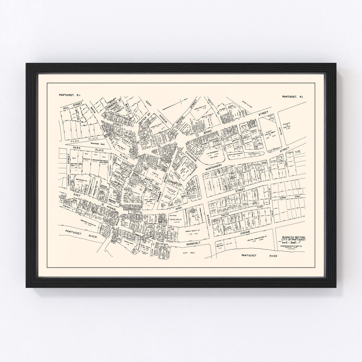 Pawtucket Vintage Map 1946