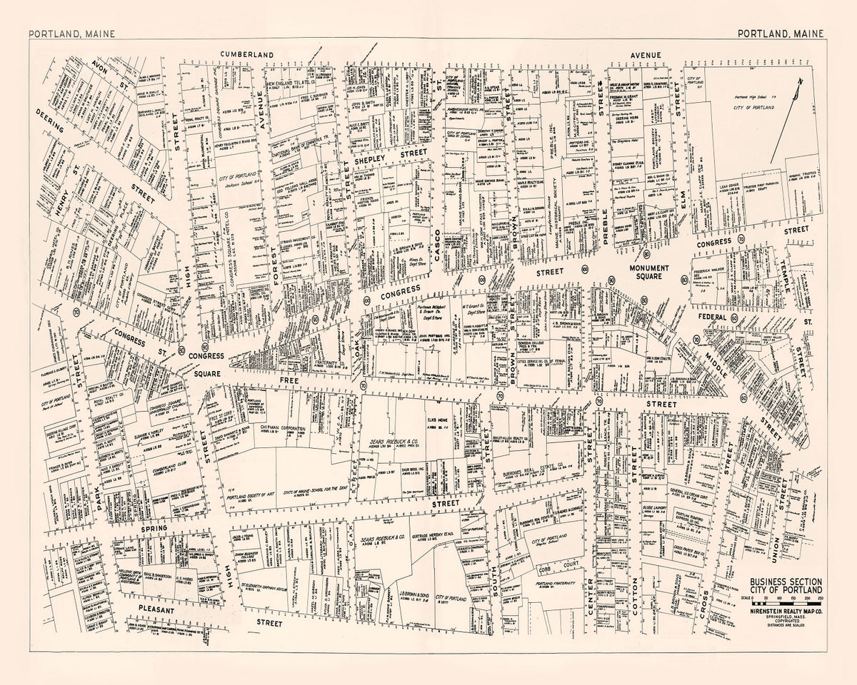 Preview of Vintage Map of Portland, ME Business Section 1946