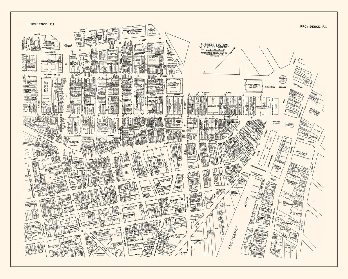 Preview of Vintage Map of Providence, RI Business Section 1946