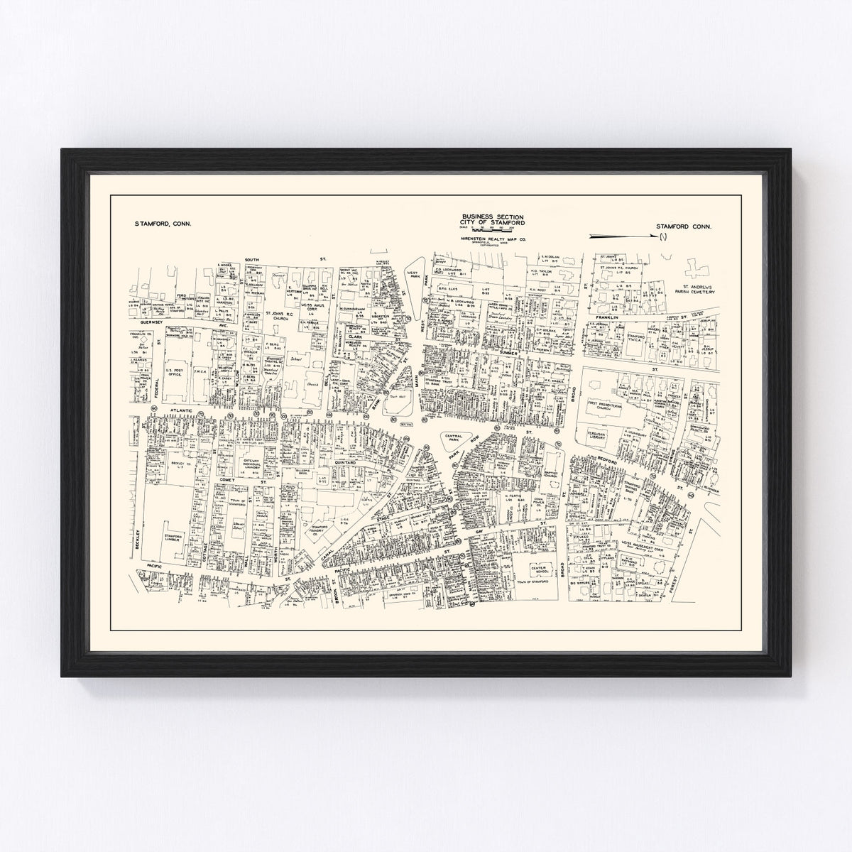 Stamford Vintage Map 1946