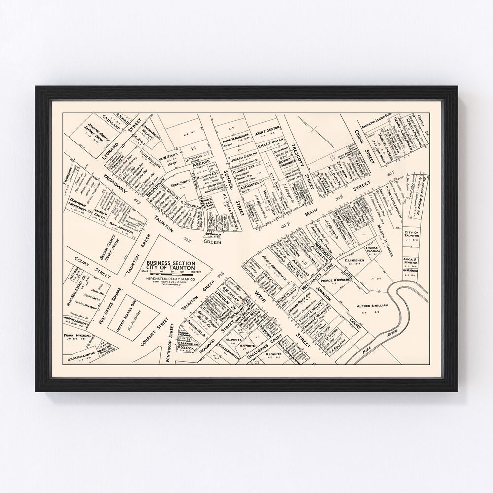 Taunton Vintage Map 1946