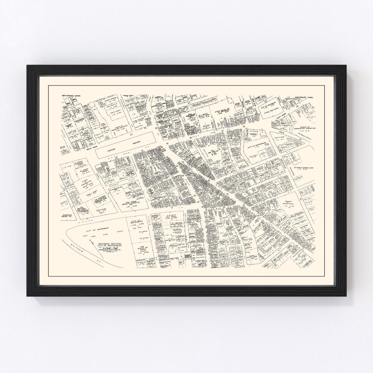 Waterbury Vintage Map 1946