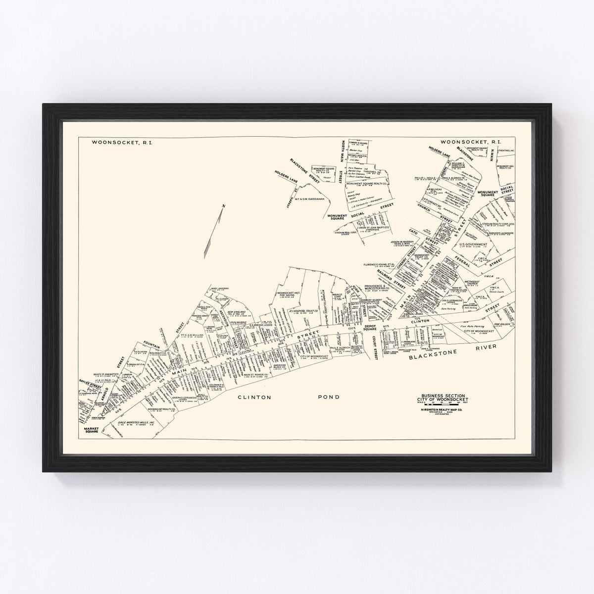 Woonsocket Vintage Map 1946