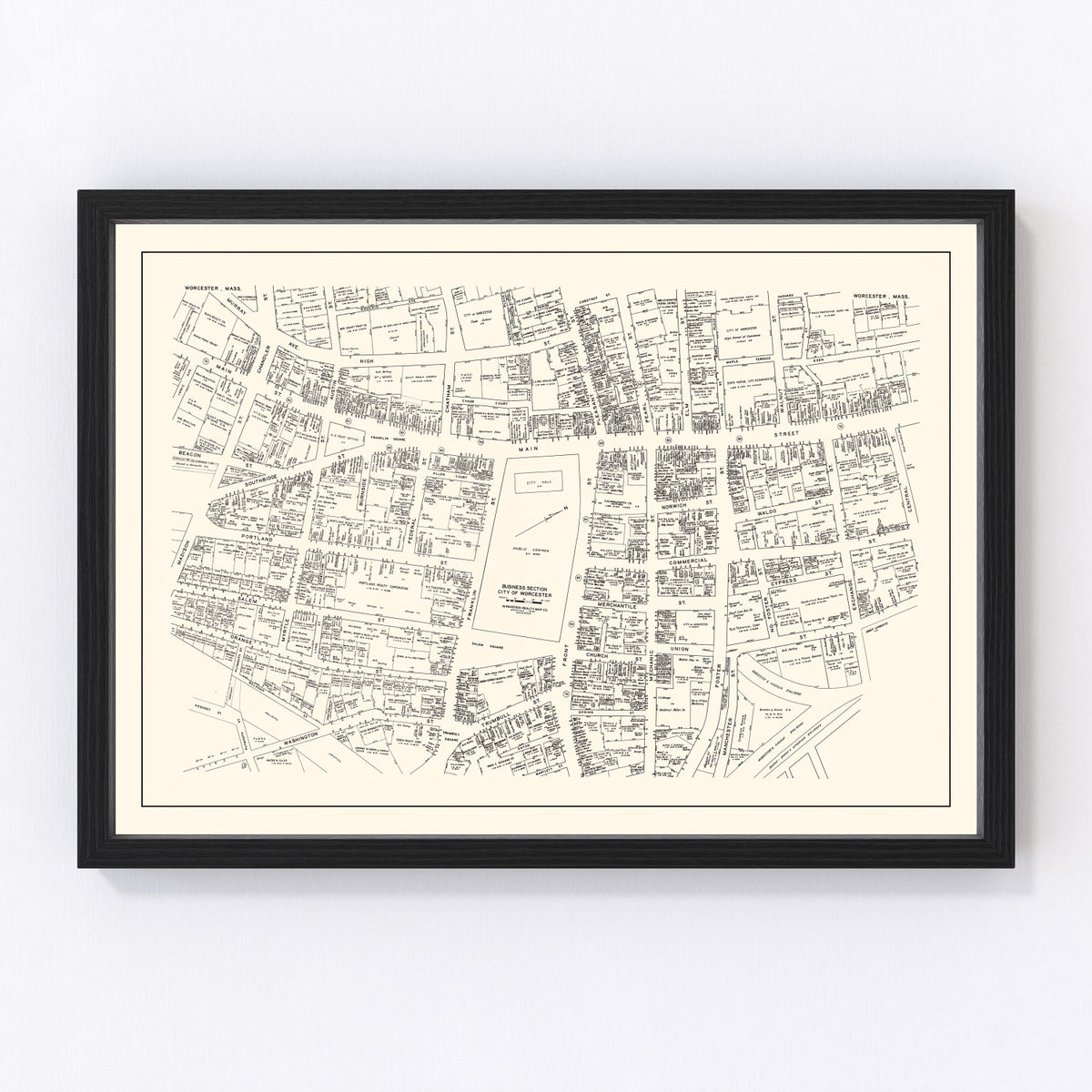 Worcester Vintage Map 1946