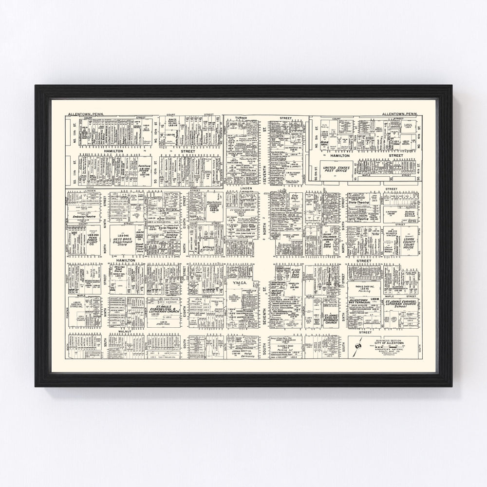 Allentown Vintage Map 1950
