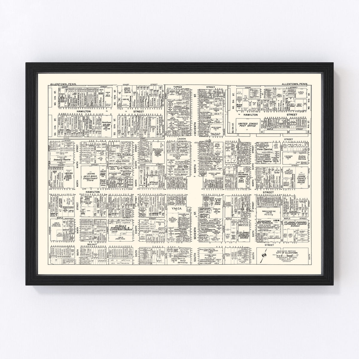 Allentown Vintage Map 1950