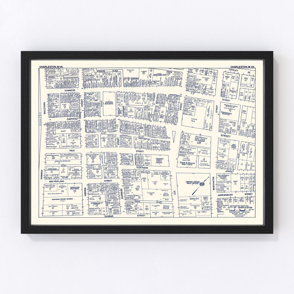 Charleston Vintage Map 1950