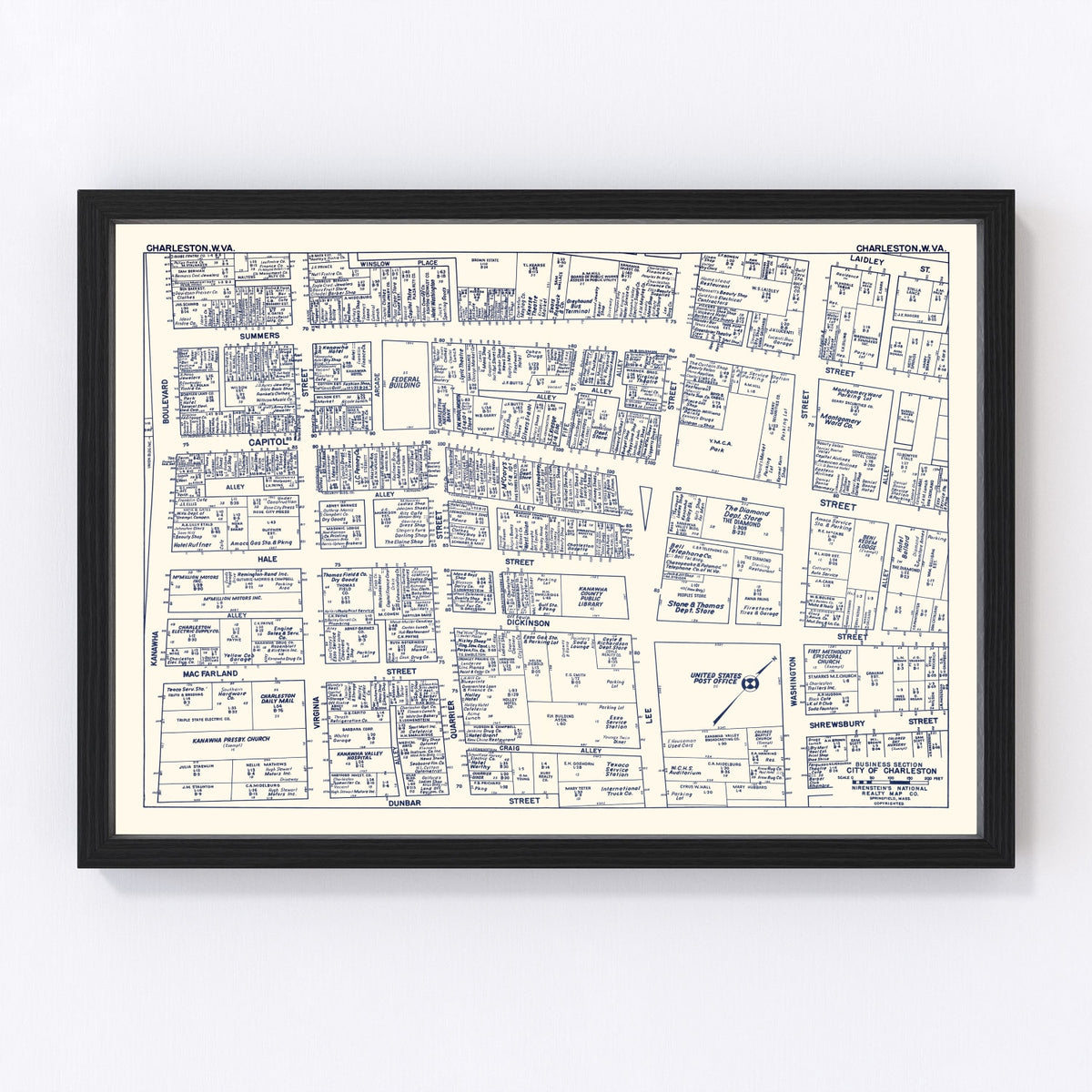 Charleston Vintage Map 1950