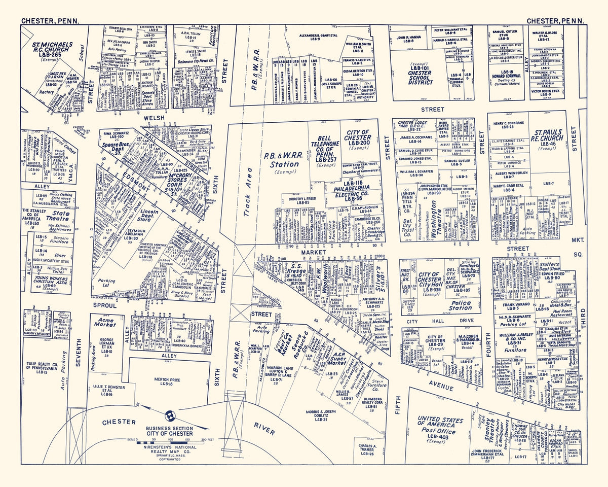 Preview of Vintage Map of Chester, PA Business Section 1950