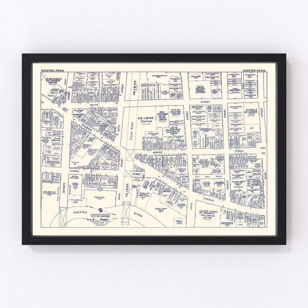 Chester Vintage Map 1950