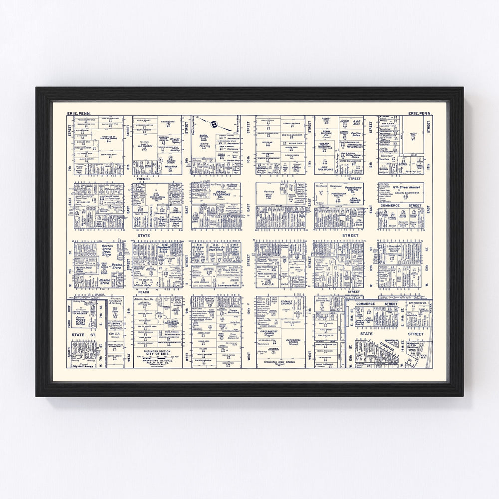 Erie Vintage Map 1950
