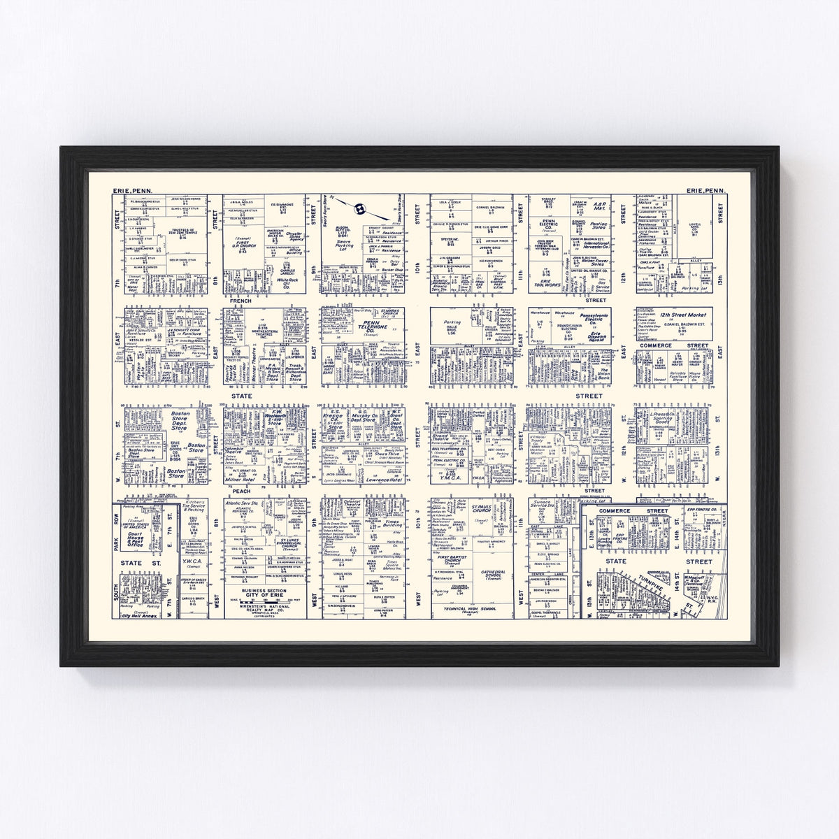 Erie Vintage Map 1950