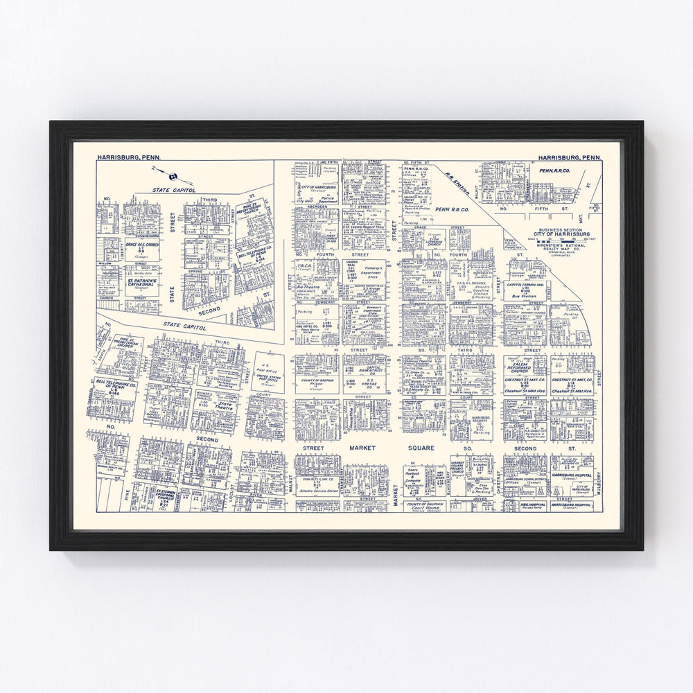 Harrisburg Vintage Map 1950