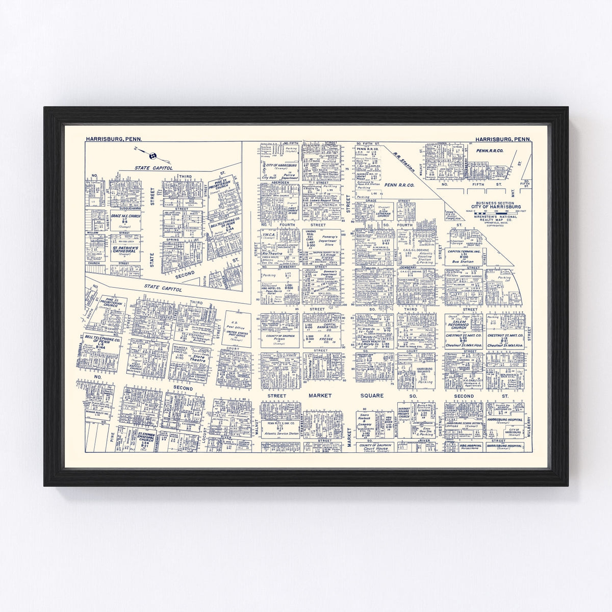 Harrisburg Vintage Map 1950