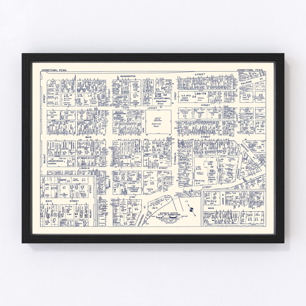 Johnstown Vintage Map 1950