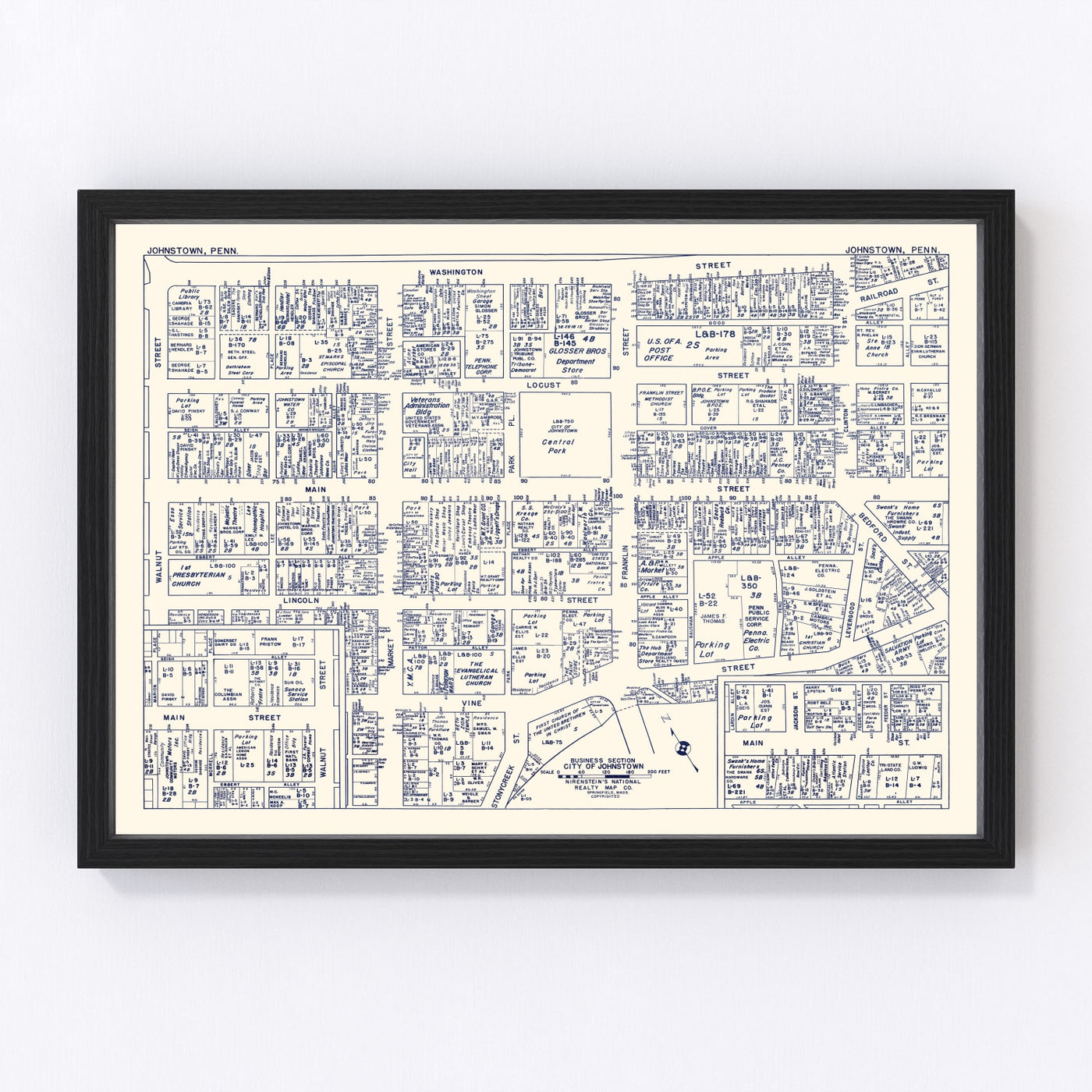 Johnstown Vintage Map 1950