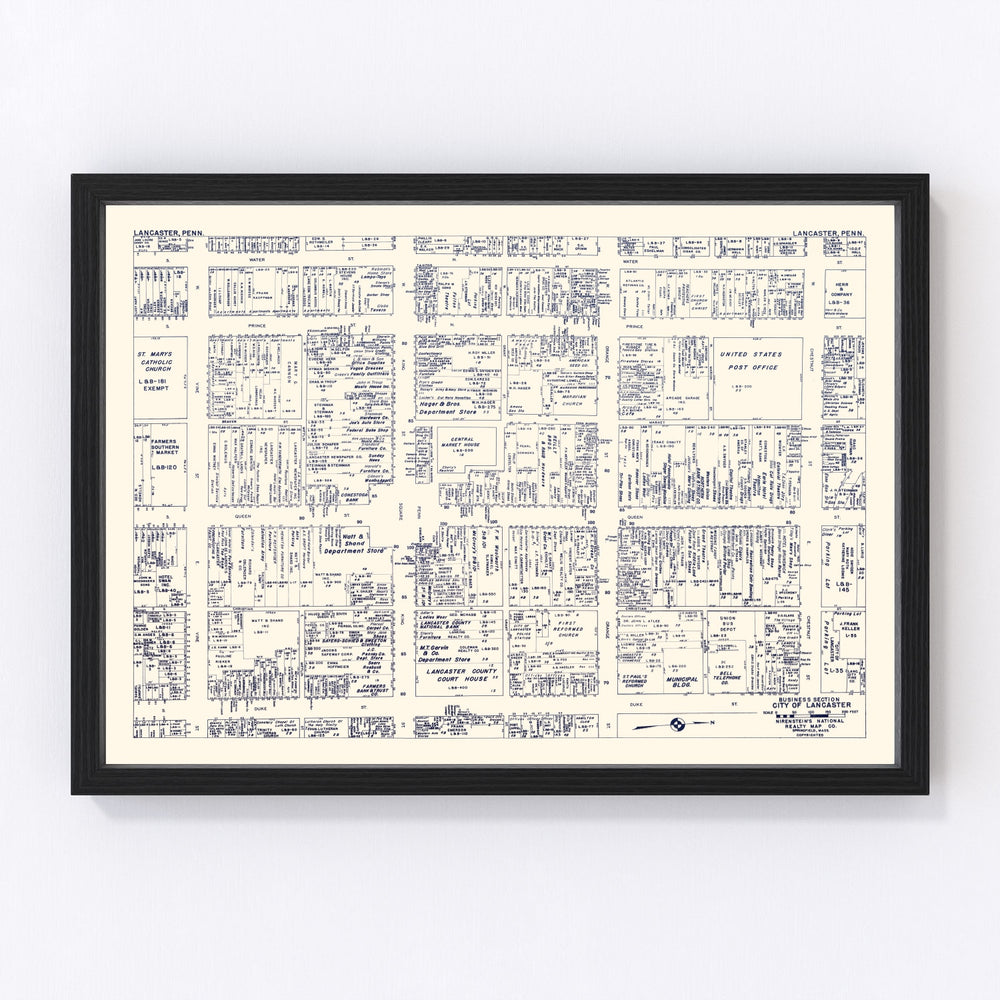 Lancaster Vintage Map 1950