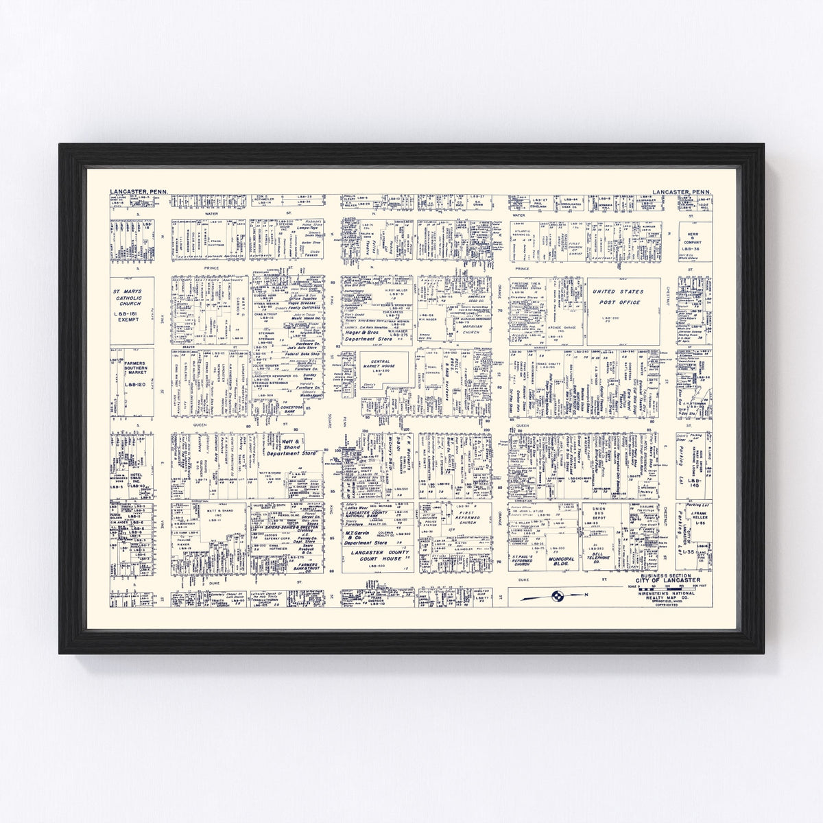 Lancaster Vintage Map 1950