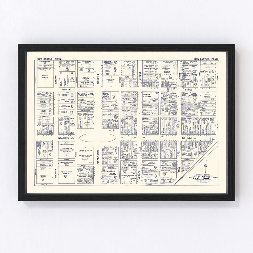 New Castle Vintage Map 1950