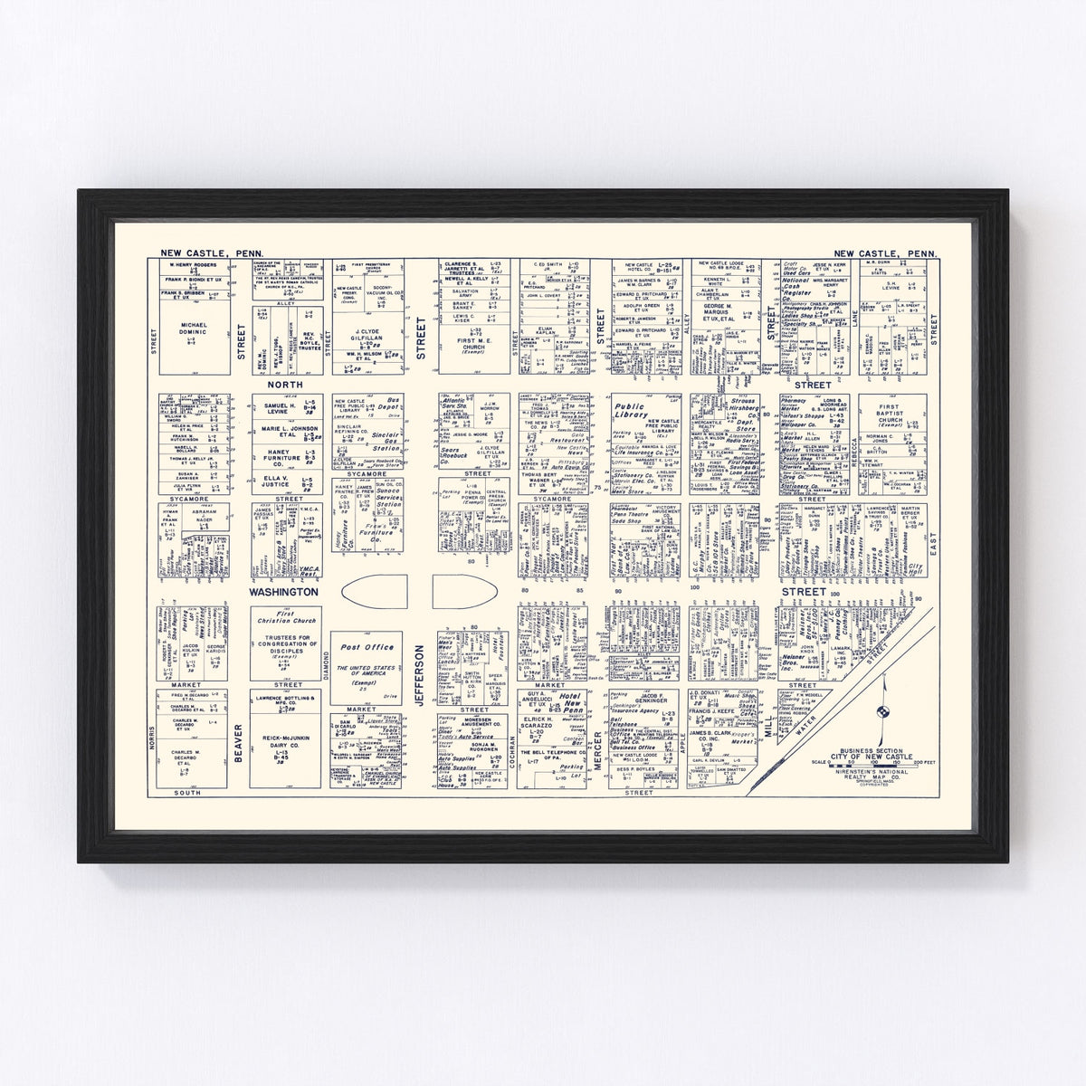 New Castle Vintage Map 1950