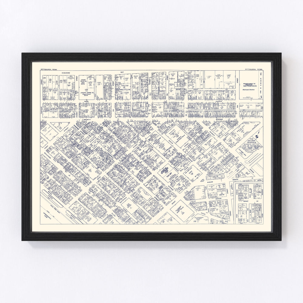Pittsburgh Vintage Map 1950