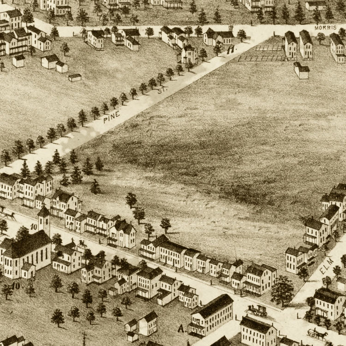 Restored historic details from the 1876 city map of Morristown, New Jersey