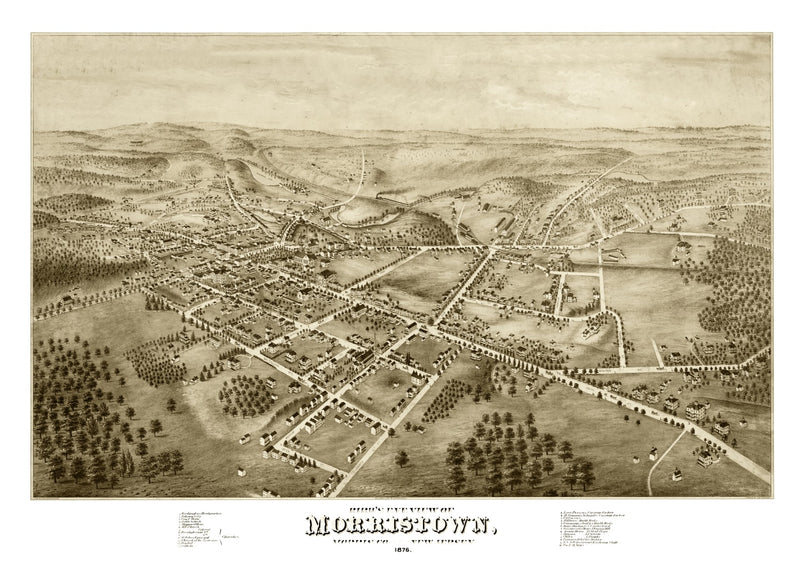 Size comparison using Vintage Map of Morristown, New Jersey 1876