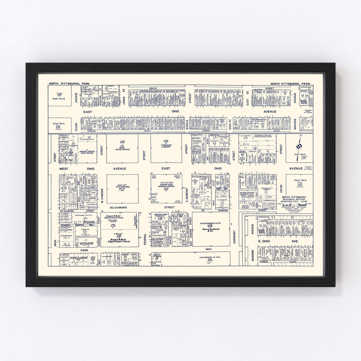 North Pittsburgh Vintage Map 1950