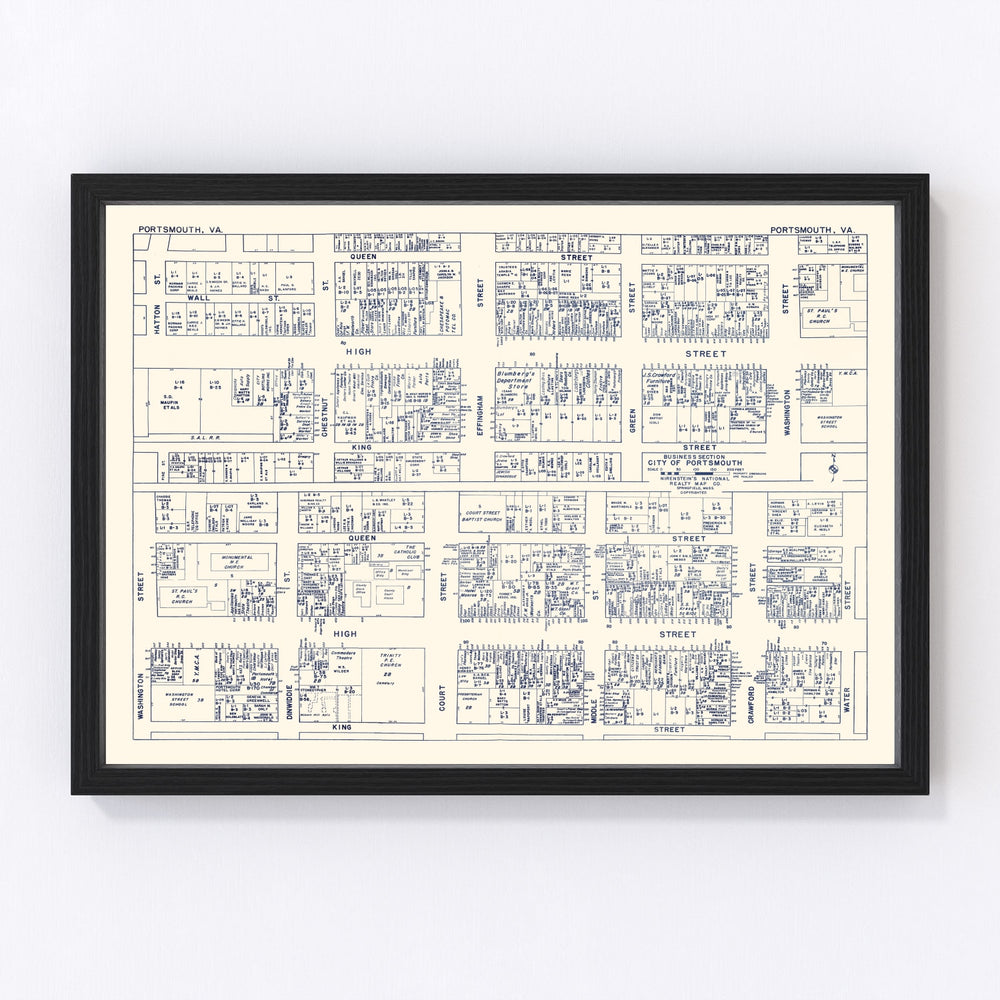Portsmouth Vintage Map 1950