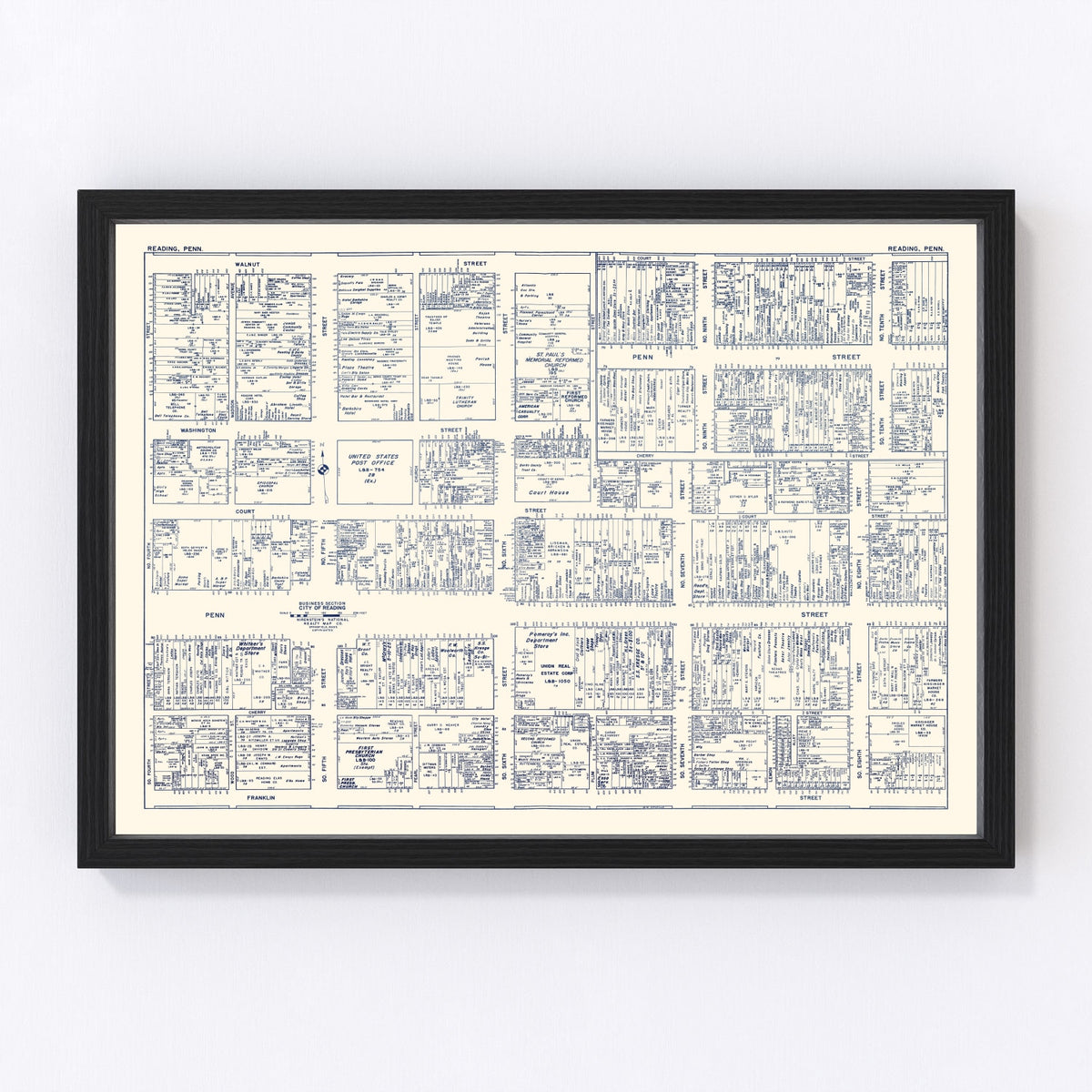 Reading Vintage Map 1950