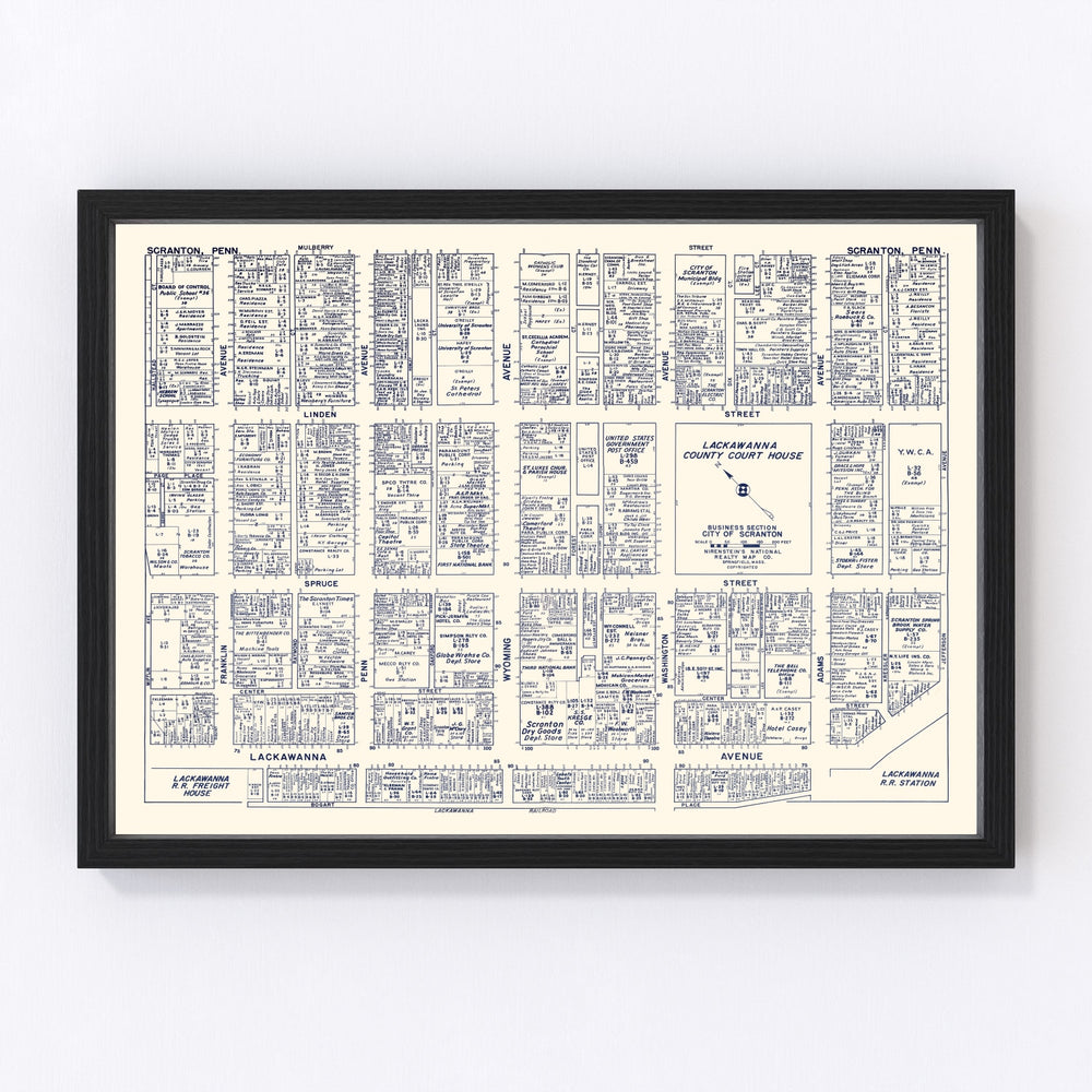 Scranton Vintage Map 1950