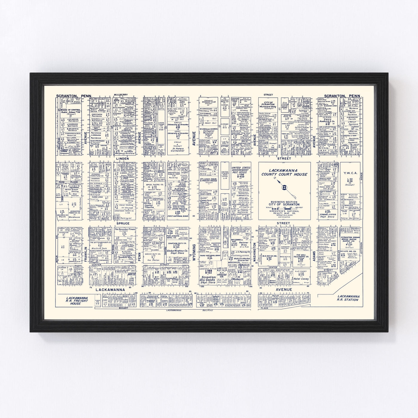 Scranton Vintage Map 1950