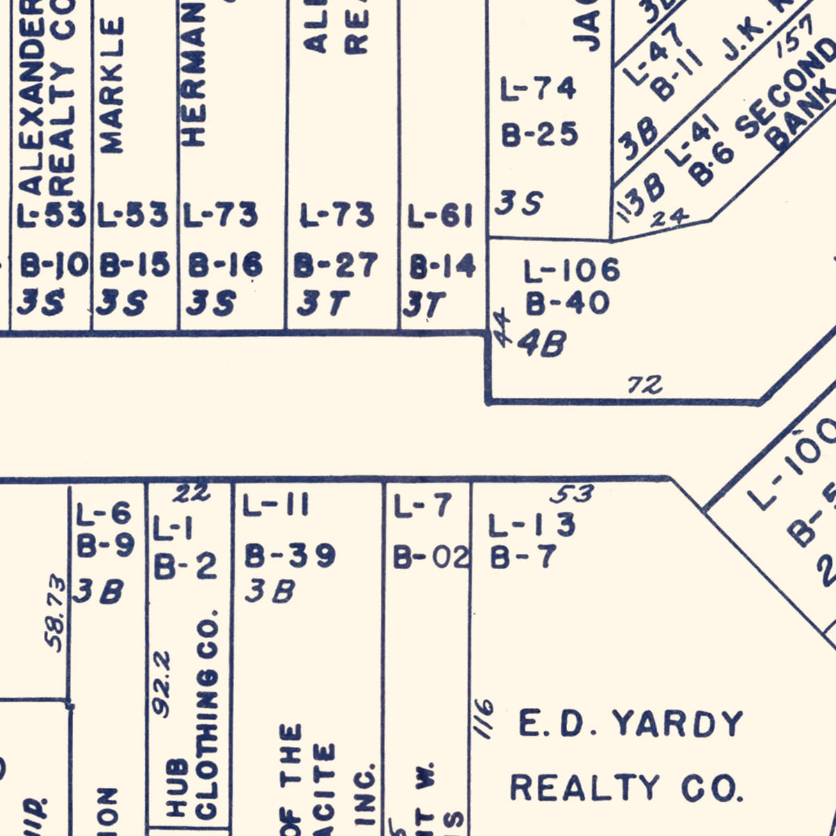 Restored historic details from the 1950 city map of Wilkes-Barre, Pennsylvania