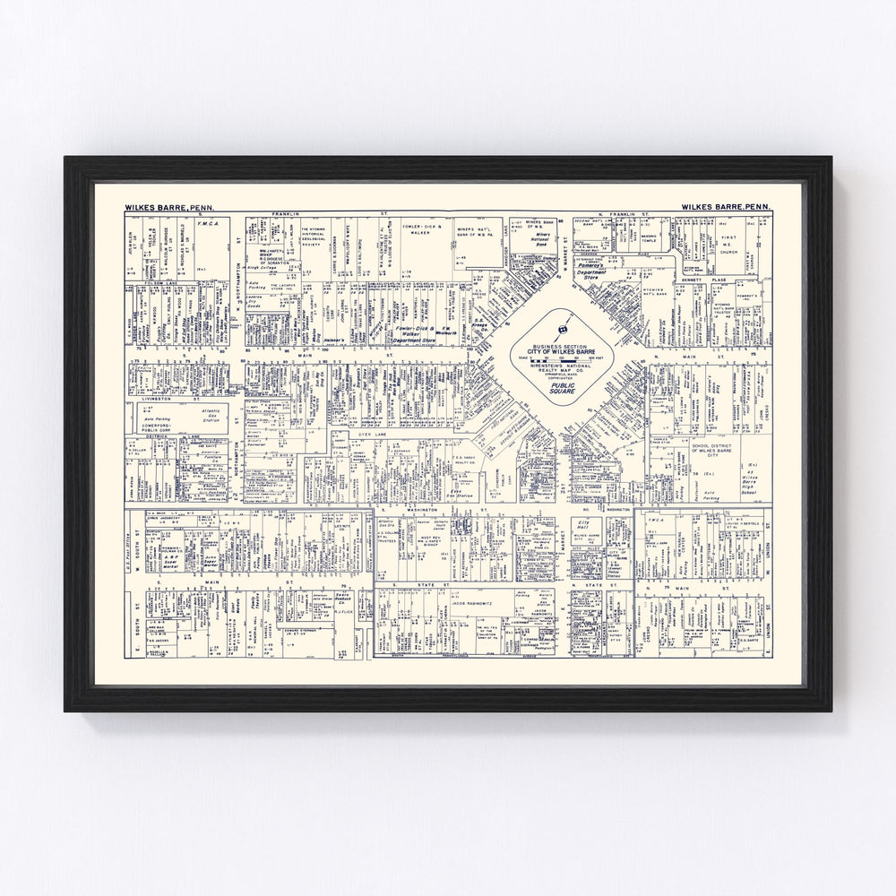 Wilkes-Barre Vintage Map 1950