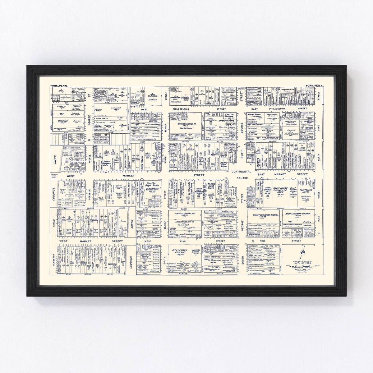 York Vintage Map 1950