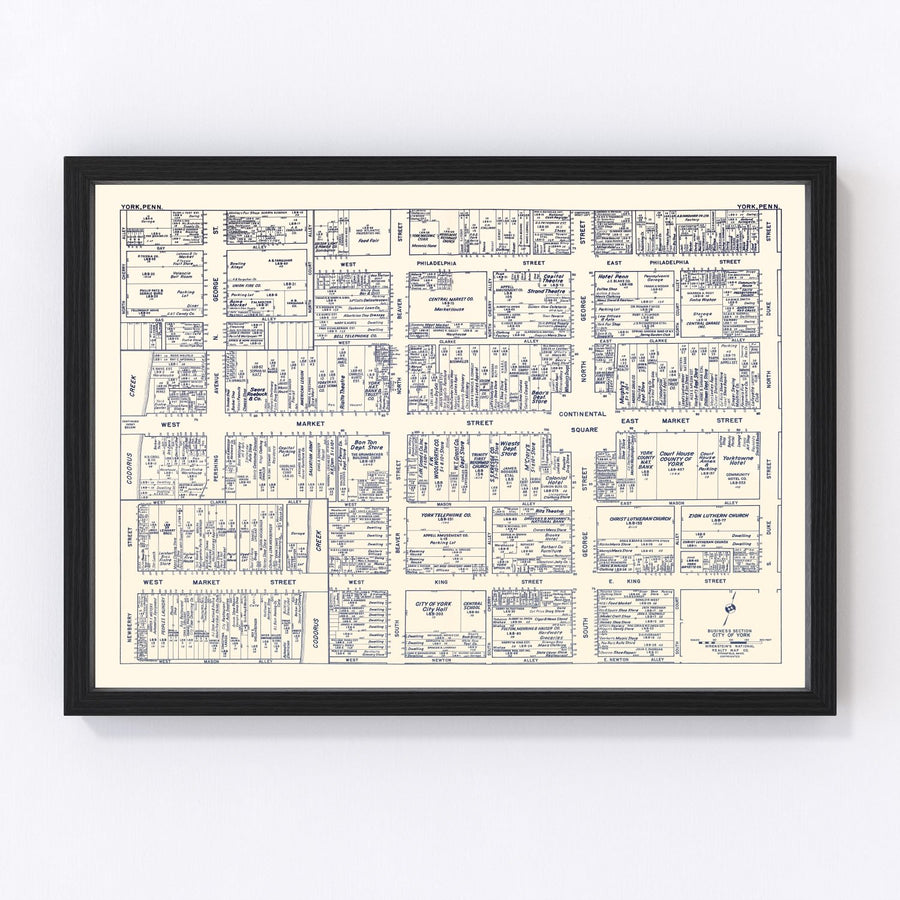 York Vintage Map 1950